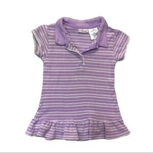 Striped Polo Dress Girl’s Size 18 Months short sleeve pastel purple stripes